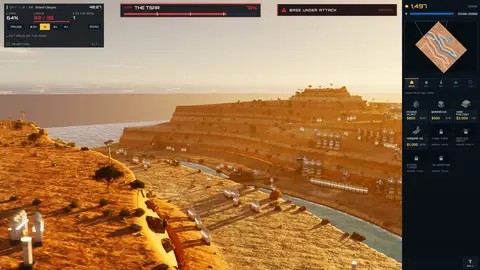 The command interface over a river canyon at golden hour.
